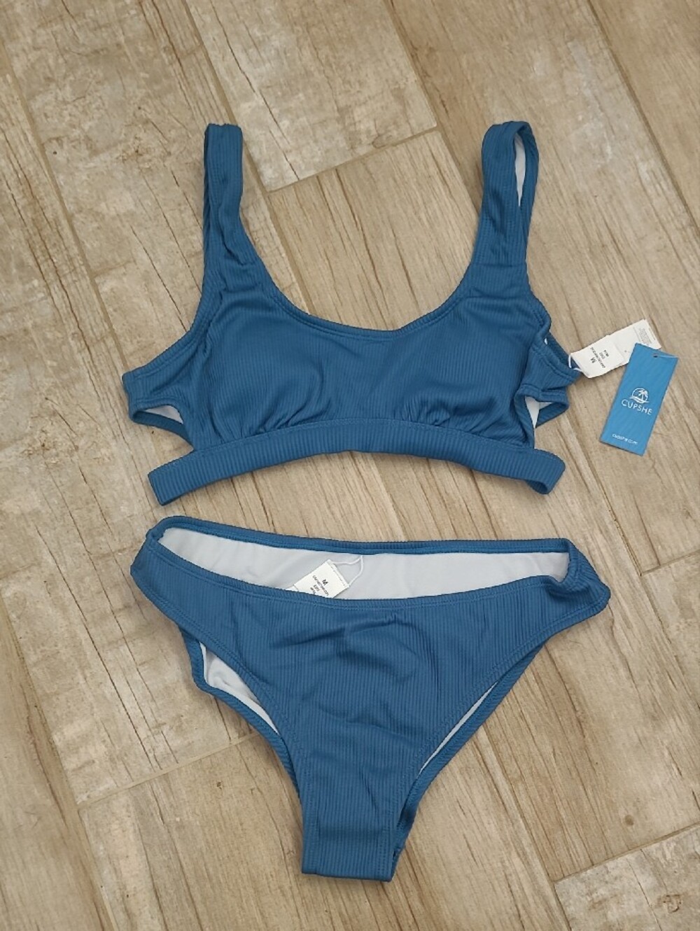 Cupshe Blue Ribbed Bikini Set - Picture 2 of 5